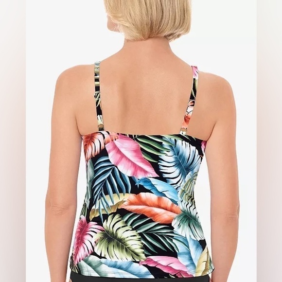 SWIM SOLUTIONS V-Neck Pleated Tummy-Control Tankini Top,swimming suit size 10 - Picture 7 of 14